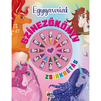 Kép Színezőkönyv zsírkrétás Egyszarvúak